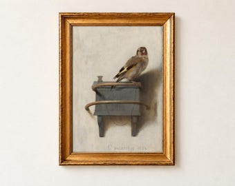 The Goldfinch Carel Fabritius 1654 Poster, Donna Tartt Gift, Dutch Golden Age Bird Art, Dark Academia Wall Art