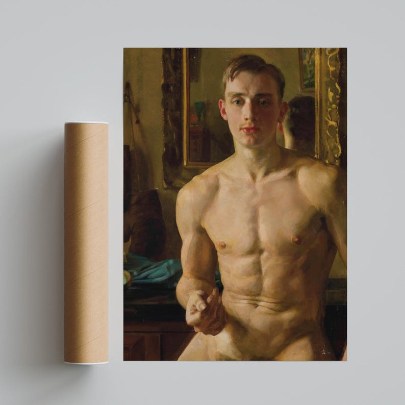 The Boxer Konstantin Somov 1933 Poster, Male Figure Classical Oil Painting Wall Art