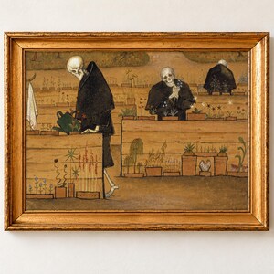 Garden of Death Print, Hugo Simberg 1896 Memento Mori Wall Art, Skeleton Symbolist Poster
