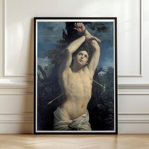 Saint Sebastian Guido Reni Baroque Painting, Martyr Arrows Religious Art Poster, Italian Old Master