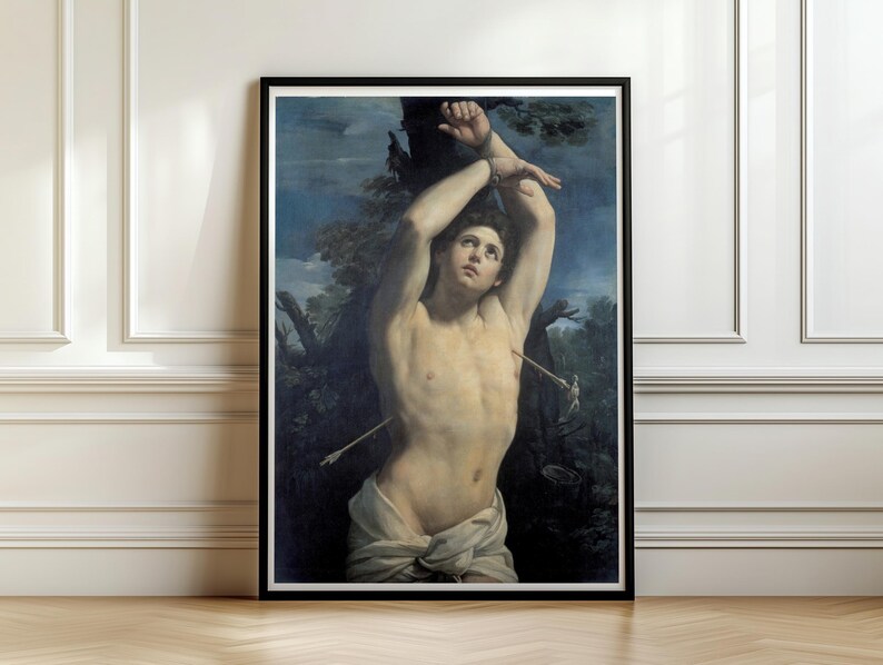 Saint Sebastian Guido Reni Baroque Painting, Martyr Arrows Religious Art Poster, Italian Old Master