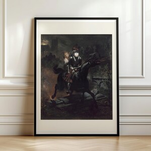 Gothic Ballad of Lenore Print, Dark Romanticism Poster, Horace Vernet 1839, Haunted Knight Horse