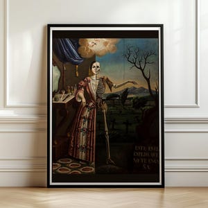 Allegory of Death Print, Mondragon 1856 Memento Mori Wall Art, Skeleton Vanitas Gothic Poster