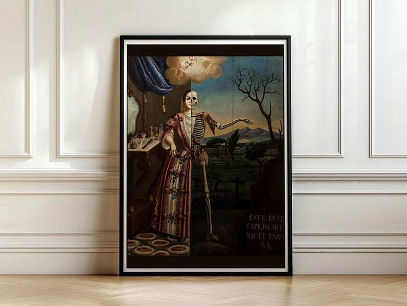 Allegory of Death Print, Mondragon 1856 Memento Mori Wall Art, Skeleton Vanitas Gothic Poster