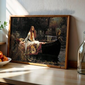 Lady of Shalott Poster, Waterhouse Pre-Raphaelite Wall Art, Victorian Painting, Dark Academia Art