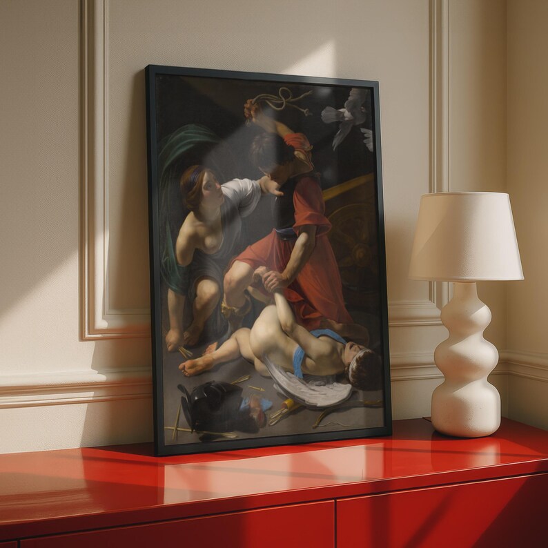Cupid Chastised Bartolomeo Manfredi Baroque Art Poster, Classical Mythology Wall Art