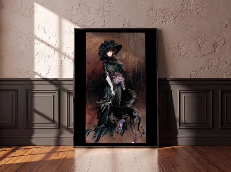 Marchesa Luisa Casati Boldini Portrait, Woman with Greyhound Dog, Vintage Belle Epoque Wall Art