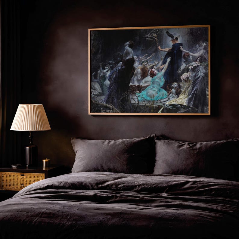 Souls at the River Acheron Poster, Greek Mythology Wall Art, Hiremy-Hirschl 1898 Dark Romanticism Print
