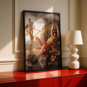 Prometheus Unbound Print, Carl Bloch Greek Mythology Wall Art, Hercules and Eagle Oil Painting