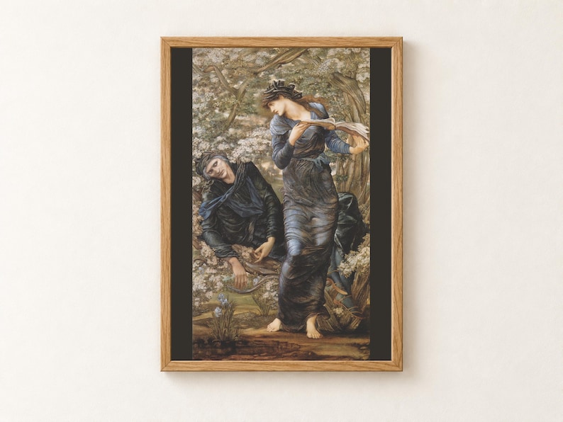 Beguiling of Merlin Print, Burne-Jones Pre Raphaelite Wall Art, Arthurian Legend Poster, Dark Academia