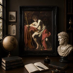 Caravaggio Saint John the Baptist in the Wilderness, Baroque Chiaroscuro Art Print, Dark Academia