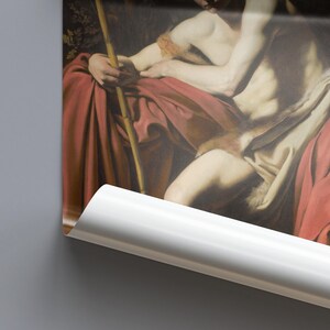 Caravaggio Saint John the Baptist in the Wilderness, Baroque Chiaroscuro Art Print, Dark Academia
