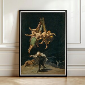 Goya Witches' Flight Print, Gothic Wall Art, Dark Romanticism Poster, Spanish Occult Painting