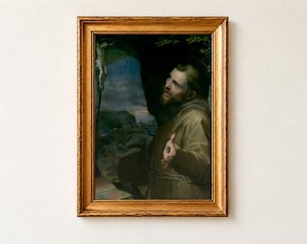 St Francis of Assisi Poster, Barocci Old Master Painting, Catholic Wall Art, Saint Art Print