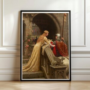God Speed Edmund Blair Leighton, Medieval Knight and Lady Painting, Pre-Raphaelite Art Print