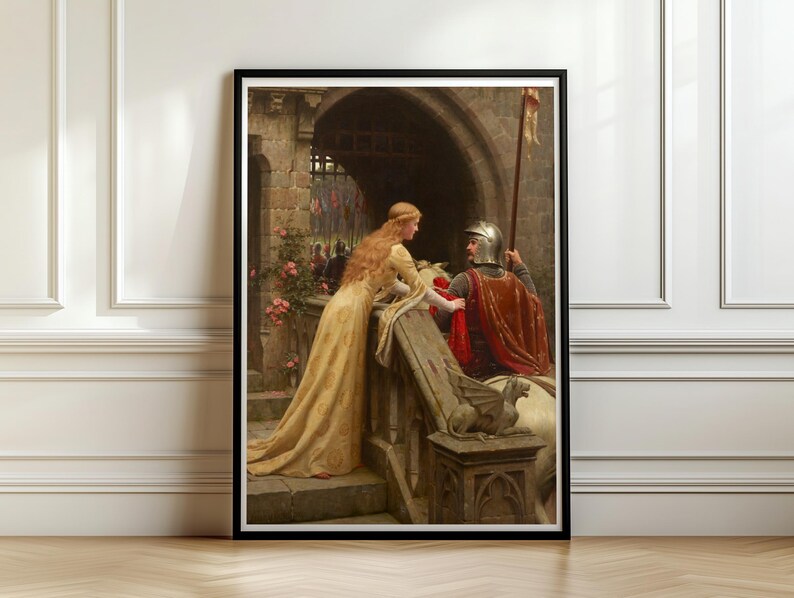 God Speed Edmund Blair Leighton, Medieval Knight and Lady Painting, Pre-Raphaelite Art Print