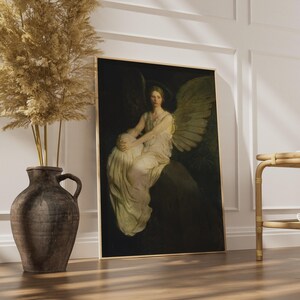 Robert Louis Stevenson Memorial Angel Poster, Victorian Oil Painting Wall Art