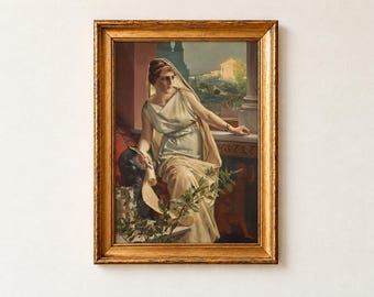 Hypatia Print, Julius Kronberg 1889 Library of Alexandria Wall Art, Greek Philosopher Painting