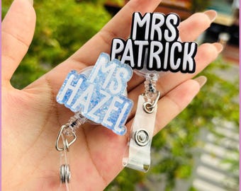 Porta-crachá personalizado para professores, porta-crachá personalizado, porta-crachá para enfermeiros, etiqueta de acrílico com nome, presente fofo para crachá de identificação de trabalho