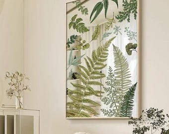 Floral Stained Glass Mirror, Ornate Acrylic Framed Mirror, Vintage Decor