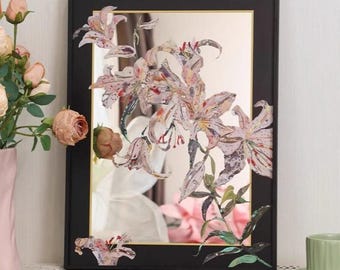 MCM Windsor Art Marsel Wood Framed Wall Mirror Floral Scrolls