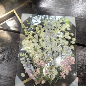 Marco de fotos con flores prensadas: ramo de boda personalizado de resina como recuerdo