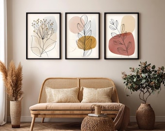 Láminas minimalistas de arte botánico: decoración moderna escandinava (juego de 2) (descarga digital)