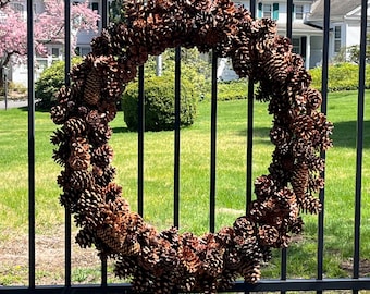 Oversized  36” Bespoke, Heirloom Quality Artisanal  Pinecone wreath. Christmas, Autumn, Year Round Rustic Charm