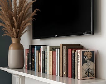 Custom Book Spine Router Hider: Neutral Colors, Decorative Cord & Valuables Storage