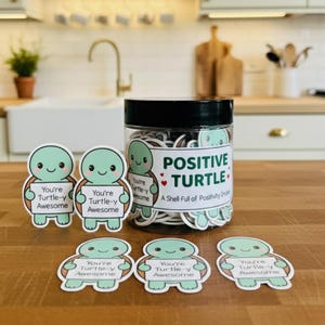 Positive Turtle Affirmation Jar, Positive Jar with Notes, Cute Positive Quotes Jar, Daily Motivation Messages, Encouragement Gift, Self Care