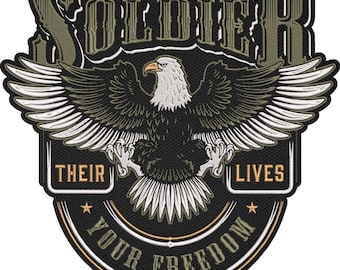 Soldier Eagle Patch – Their Lives Your Freedom Embroidered Patch – Patriotic Military Army Veteran Patch 28x30cm-11x12"