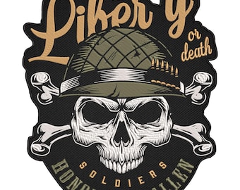 Liberty or Death Patch – Honor the Fallen Military Embroidered Patch – Patriotic Soldier Skull Patch 30x23cm-12x9"
