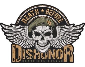 Death Before Dishonor Patch – Green Beret Skull Military Embroidered Patch – Honor The Fallen Army Veteran Patch 23x30cm-9×12″