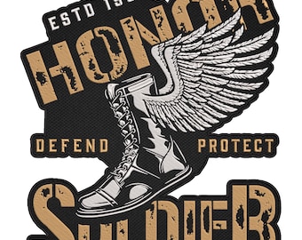 Honor Estd 1991 Soldier Patch – Defend Protect Military Embroidered Patch – Army Airborne Style Veteran Patch 30x26cm-12x10"