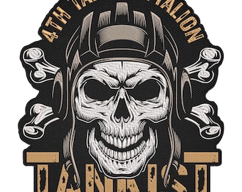 4th Tank Battalion Patch – Damn’d Military Skull Embroidered Patch – Army Helmet Veteran Patch 30x26cm-12x10"