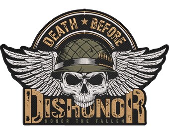 Death Before Dishonor Patch – Honor The Fallen Embroidered Military Patch – Army Veteran Skull Wings Patch 23x30cm-9×12″