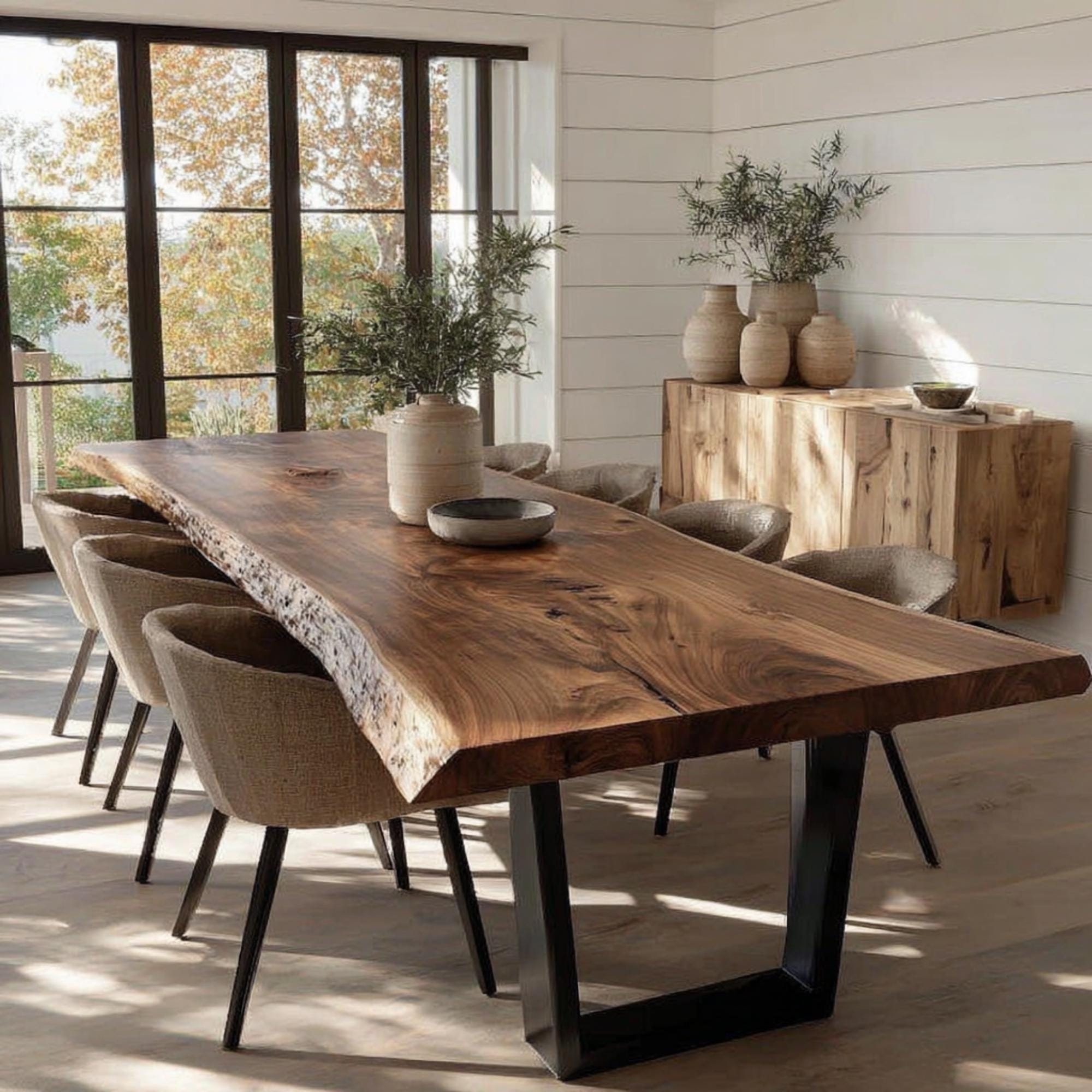 Solid Walnut Live Edge Dining Table – Custom Size, Handcrafted Wood ...