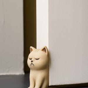 Minimalist Cat Door Stopper Set of 5 – Cute Animal Door Holder – Handmade Organic Wood PLA Decor