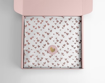 Seidenpapier Rosa Herzen 50x70 cm | Geschenkverpackung für Valentinstag, Hochzeit, Geburtstag, Frauentag, Muttertag, Verpacken Bestellungen