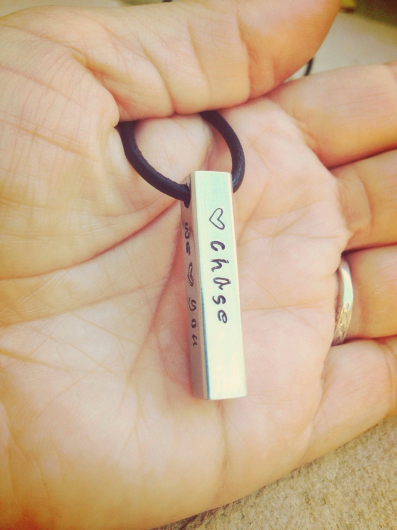 Mens Personalized Bar Necklace Gifts for Him Dad Necklace Etsy