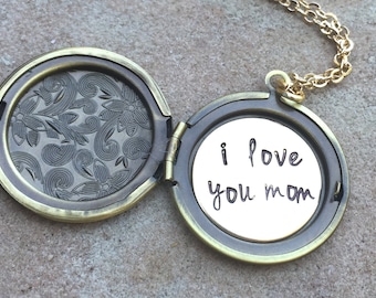 Personalized Gifts For Mom, Custom Locket, Locket Necklace, Message Locket, Personalized Locket, Flower Locket, Hand Stamped Message Locket