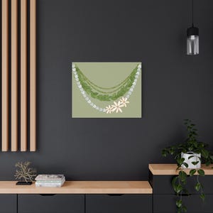 Hawaiian Lei Decor, Beach Home Artwork, Vacation Vibes Wall Art, Stretched Canvas Print, Lei Art Print, Mokihana Pikake image 15