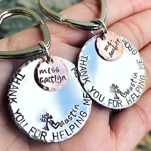 Teacher Gift, teacher appreciation, thank you for helping me grow, teacher key chain, teacher thank you