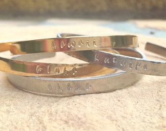 Hawaiian Jewelry, Aloha Bracelet, Hawaii Bracelet, Ku'uipo Bracelet, Ohana Bracelet, Skinny Cuff, Natashaaloha