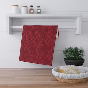 Hawaiian Heliconia Tea Towel, Tropical Kitchen Decor, Heliconia Flower Cotton Hand Towel, Hawaiian Lei Kitchen Towel, Beach House Decor