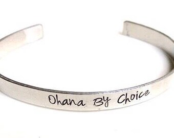 Ohana Bracelet , Ohana By Choice, Message Bracelets, Hawaiian Jewelry, Hawaiian Bracelets, Hand Stamped Jewelry, Hawaii Bracelet