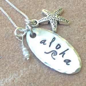 Aloha Halskette, Wave Halskette, Hawaii Halskette, Hawaii-Halskette, Aloha Halskette, Geschenke für sie, Hawaiian, personalisierte Geschenke, natashaaloha