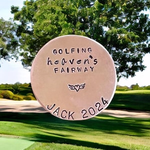 Golfing Heaven&#39;s Fairway, regalos de jubilación para él, jubilación de golf, marcadores de golf, marcadores de golf personalizados, encuéntrame en el green, natashaaloha