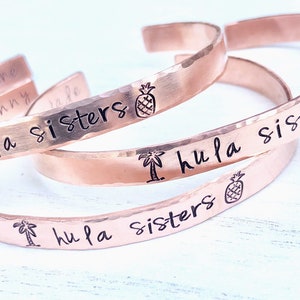 Hula Sisters Bracelet , Hawaiian Jewelry, Hawaiian Bracelets, Hand Stamped Jewelry, Hula Gifts, Hawaii Bracelet, Ku&#39;uipo Bracelet, Ohana