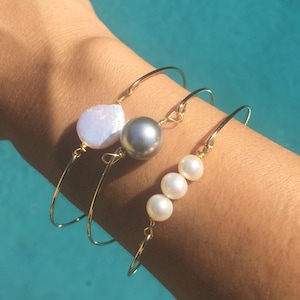 Pearl Bangle, Hawaiian Jewelry, Hawaiian Bangle, Gifts For Mom, Valentine For Her, Hawaiian Bracelets, natashaaloha